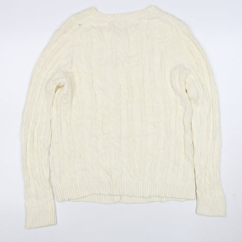 L.L. Bean Men's Ivory Cotton Cable Knit Cardigan M