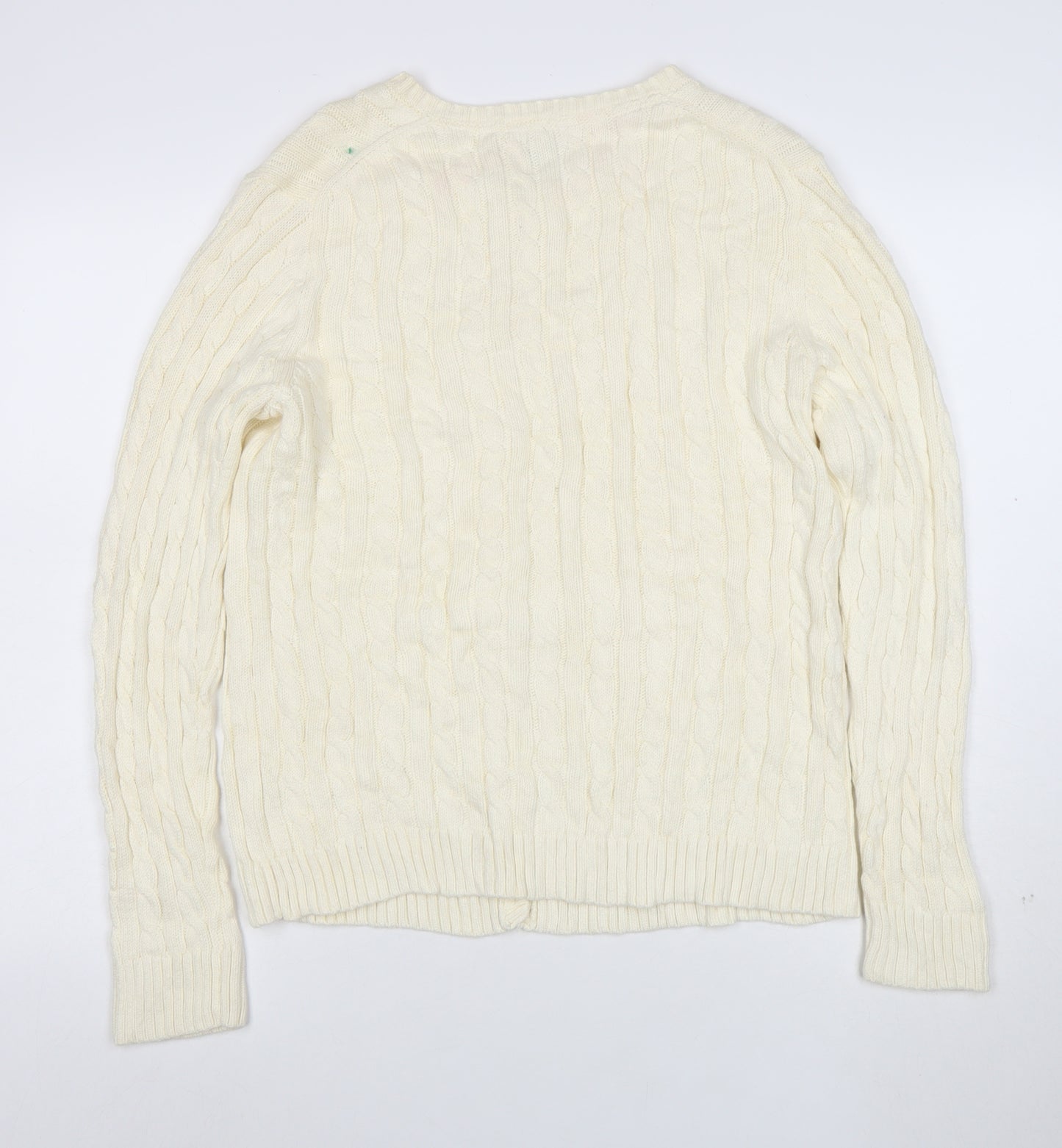 L.L. Bean Men's Ivory Cotton Cable Knit Cardigan M