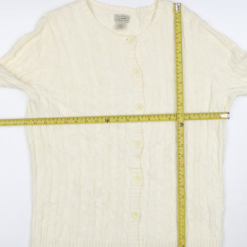 L.L. Bean Men's Ivory Cotton Cable Knit Cardigan M
