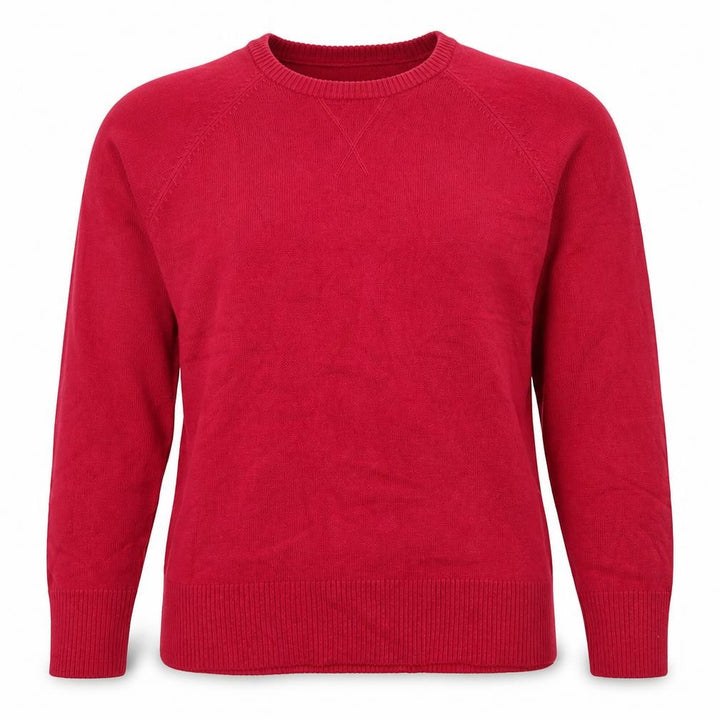 French Connection Women's Red Cotton Blend Crew Neck Jumper Size L