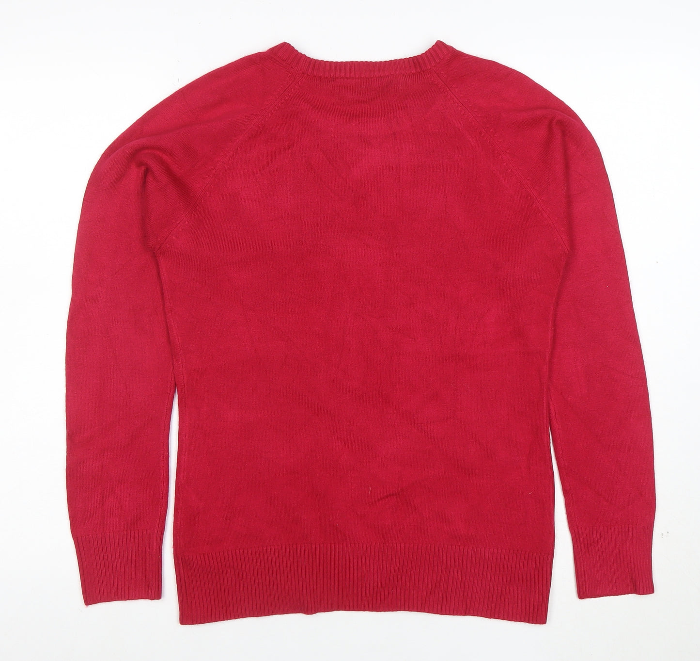 French Connection Women's Red Cotton Blend Crew Neck Jumper Size L