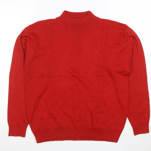 Alfred Dunner Women's Red Mock Neck Wool Blend Cable Knit Jumper Size L