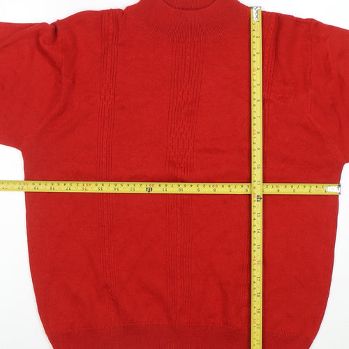Alfred Dunner Women's Red Mock Neck Wool Blend Cable Knit Jumper Size L