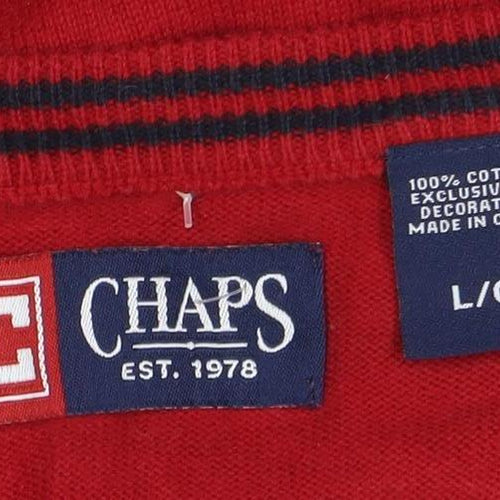 Chaps Men's Red Cotton V-Neck Sleeveless Vest Jumper Size L