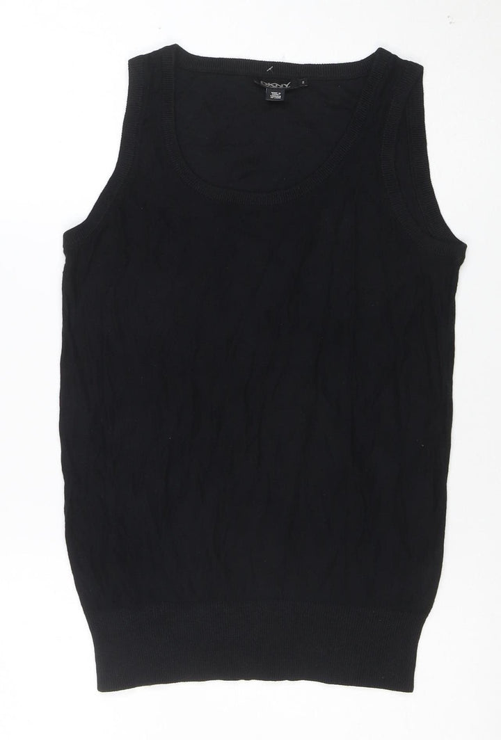 DKNY Womens Black Silk Cotton Cashmere Knit Sleeveless Tank Top S