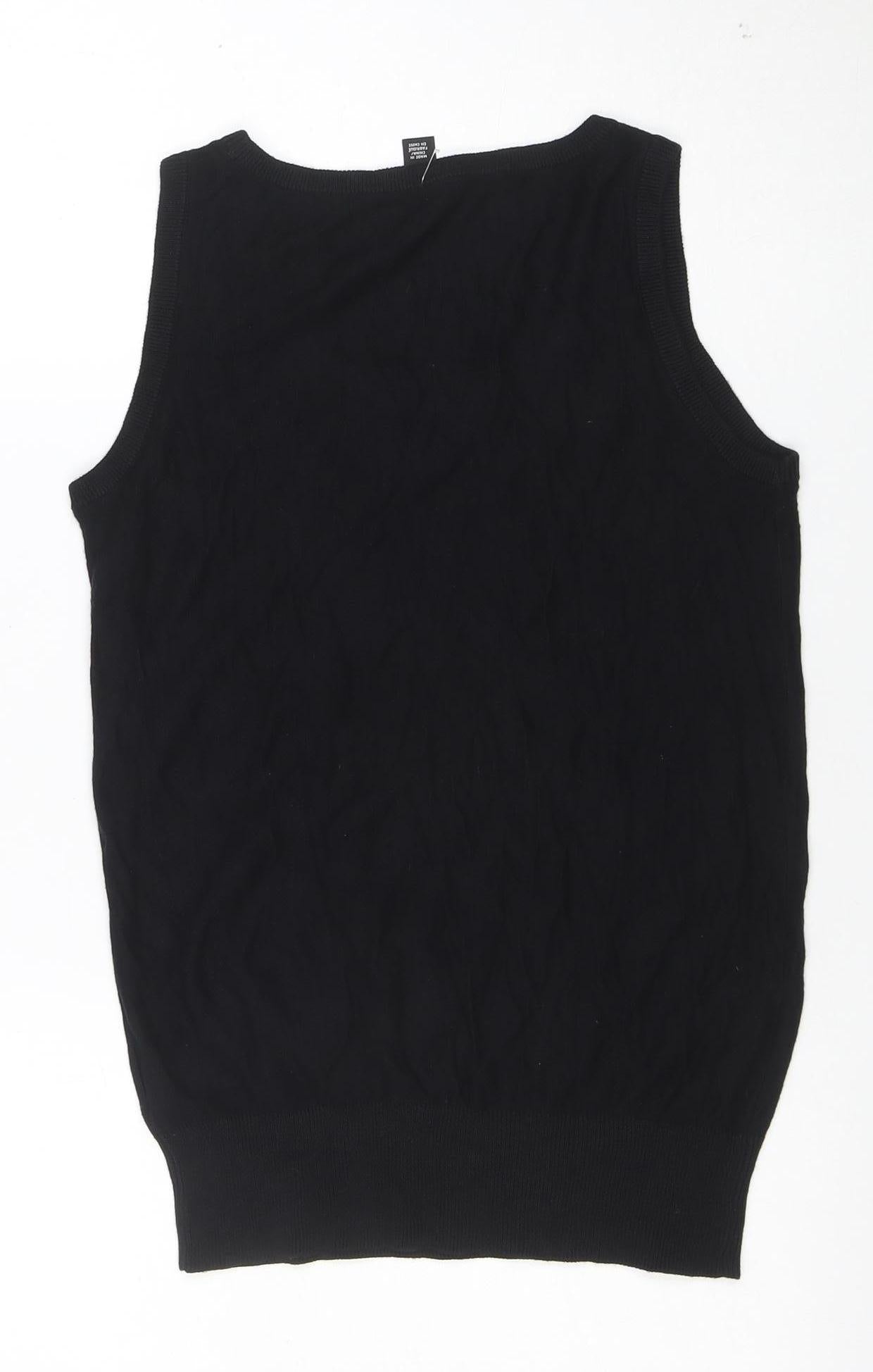 DKNY Womens Black Silk Cotton Cashmere Knit Sleeveless Tank Top S