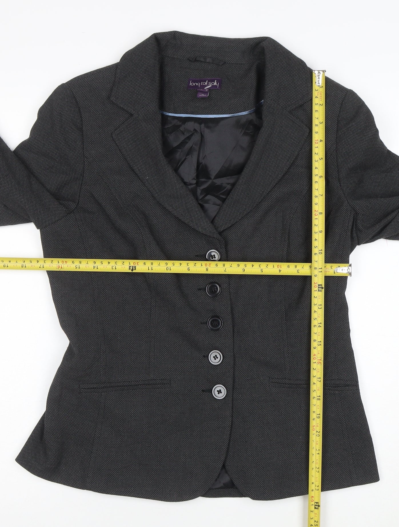 Long Tall Sally Women's Grey Size 12 Blazer Jacket Classic Tailored Workwear