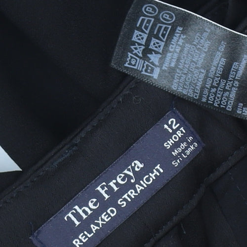 The Freya Women’s Black Size 12 Short Relaxed Straight Trousers