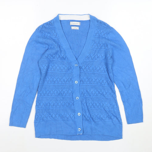 Van Heusen Women's Blue Knit V-Neck Button Cardigan Size M