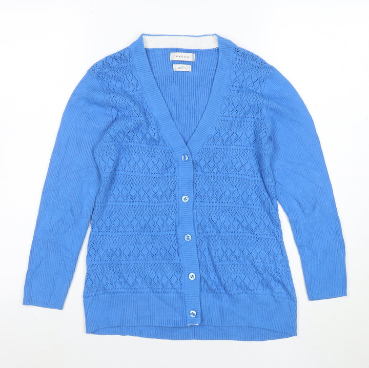 Van Heusen Women's Blue Knit V-Neck Button Cardigan Size M