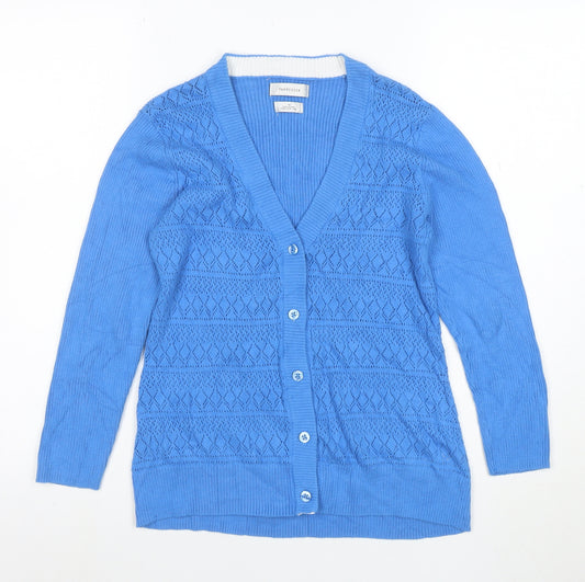 Van Heusen Women's Blue Knit V-Neck Button Cardigan Size M