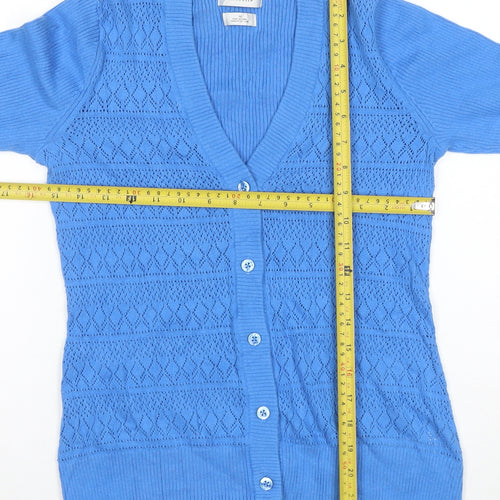 Van Heusen Women's Blue Knit V-Neck Button Cardigan Size M