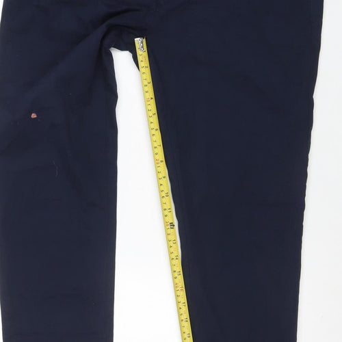 Marks and Spencer Men's Navy Blue Chino Trousers 36W 31L Cotton Blend