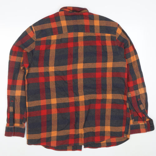 Topman Men's Multicoloured Check Flannel Button-Up Shirt XL
