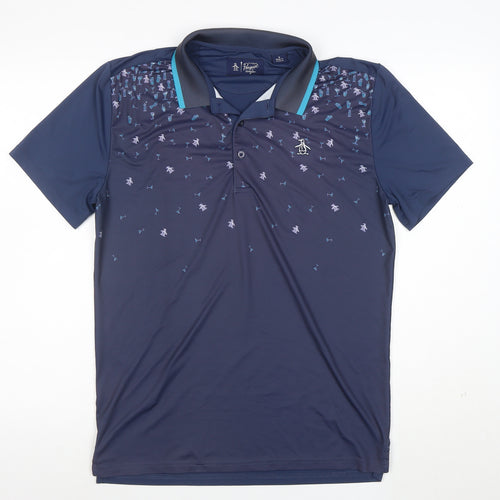 Original Penguin Men's Blue Polo Shirt M Moisture Wicking Stretch