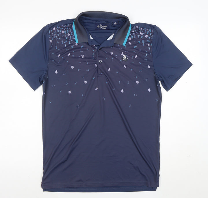 Original Penguin Men's Blue Polo Shirt M Moisture Wicking Stretch