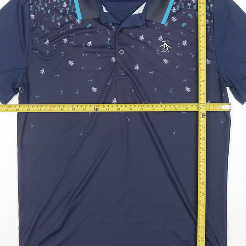 Original Penguin Men's Blue Polo Shirt M Moisture Wicking Stretch