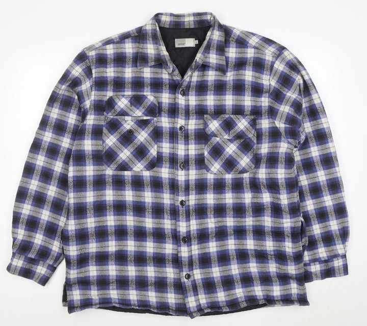 Zantos Men's Blue Check Lined Flannel Puffer Jacket Size L