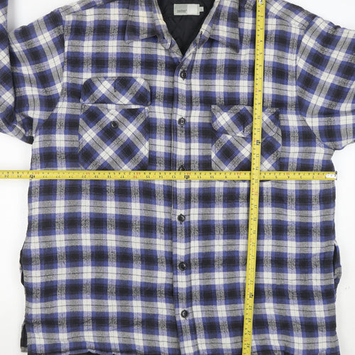 Zantos Men's Blue Check Lined Flannel Puffer Jacket Size L