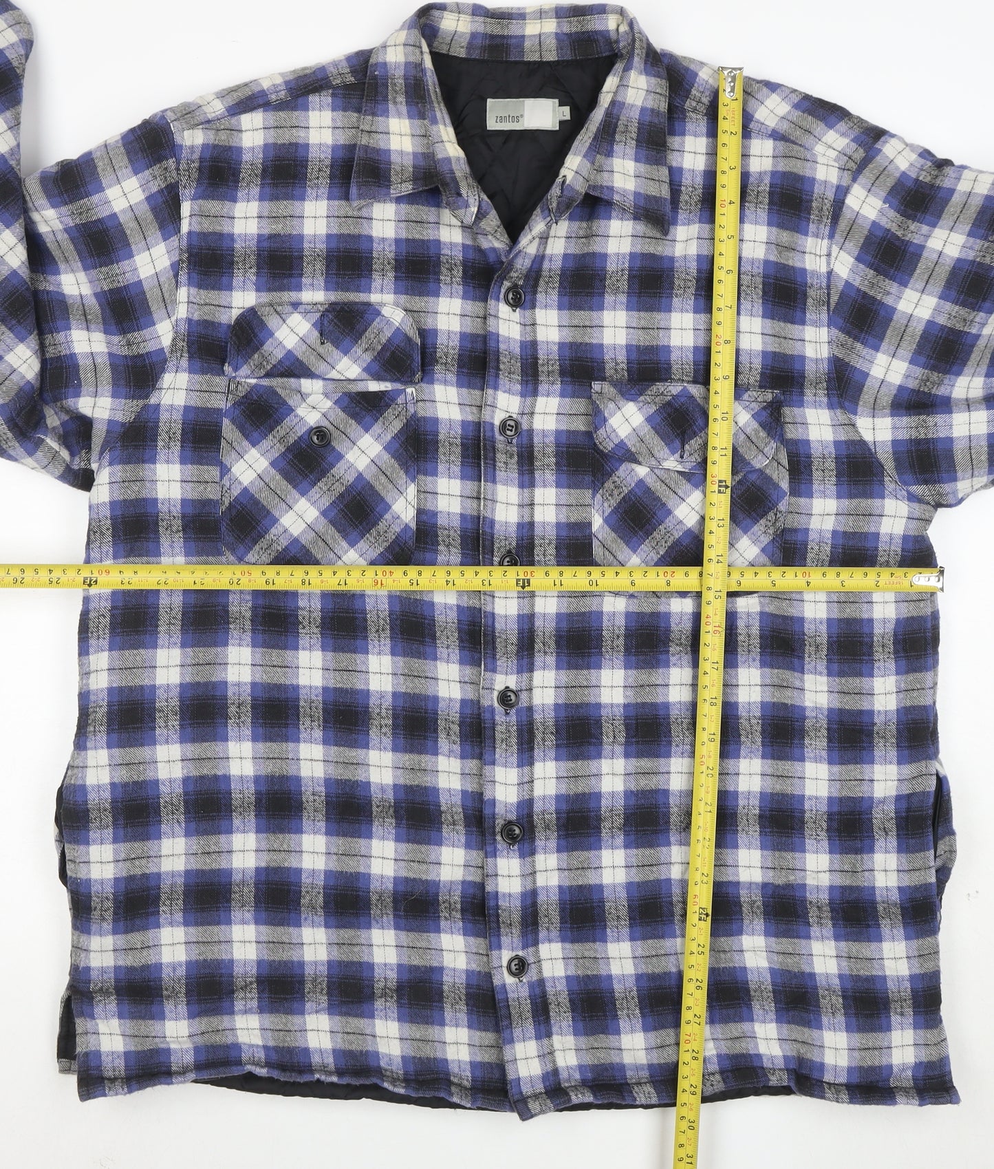 Zantos Men's Blue Check Lined Flannel Puffer Jacket Size L