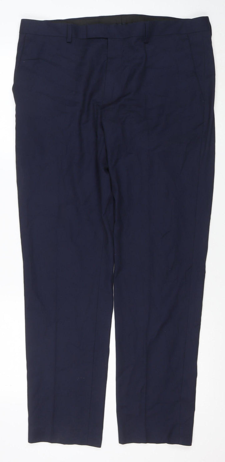 Marks and Spencer Men's Blue Slim Fit Dress Trousers 36 Regular