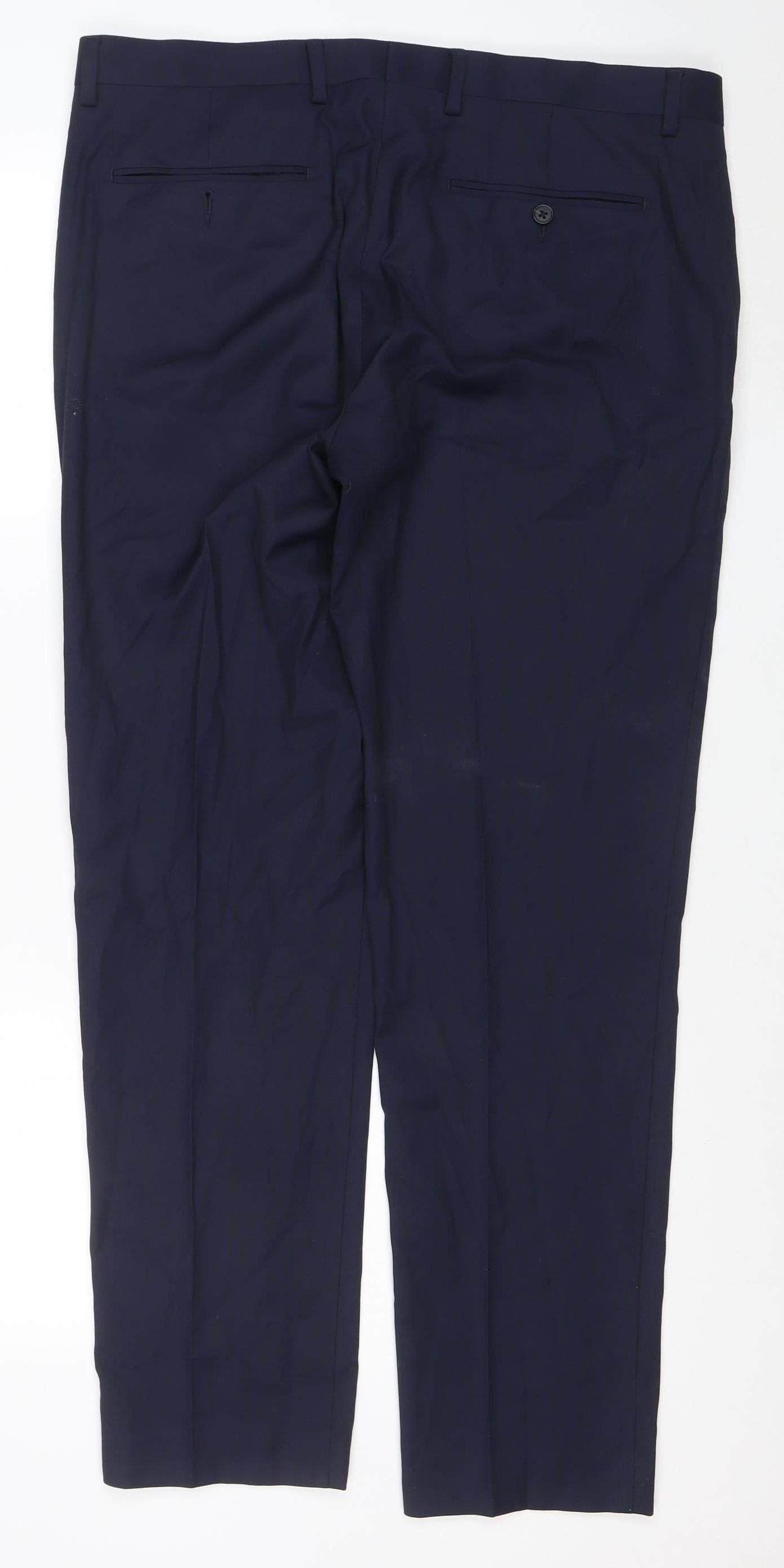 Marks and Spencer Men's Blue Slim Fit Dress Trousers 36 Regular
