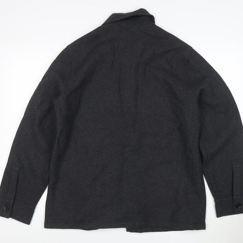 H&M Men Grey Wool Blend Button Shirt Jacket Size M
