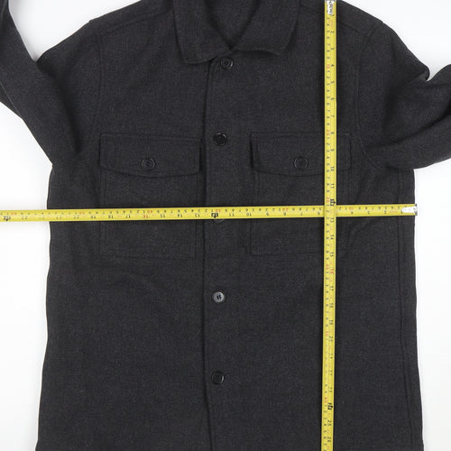 H&M Men Grey Wool Blend Button Shirt Jacket Size M