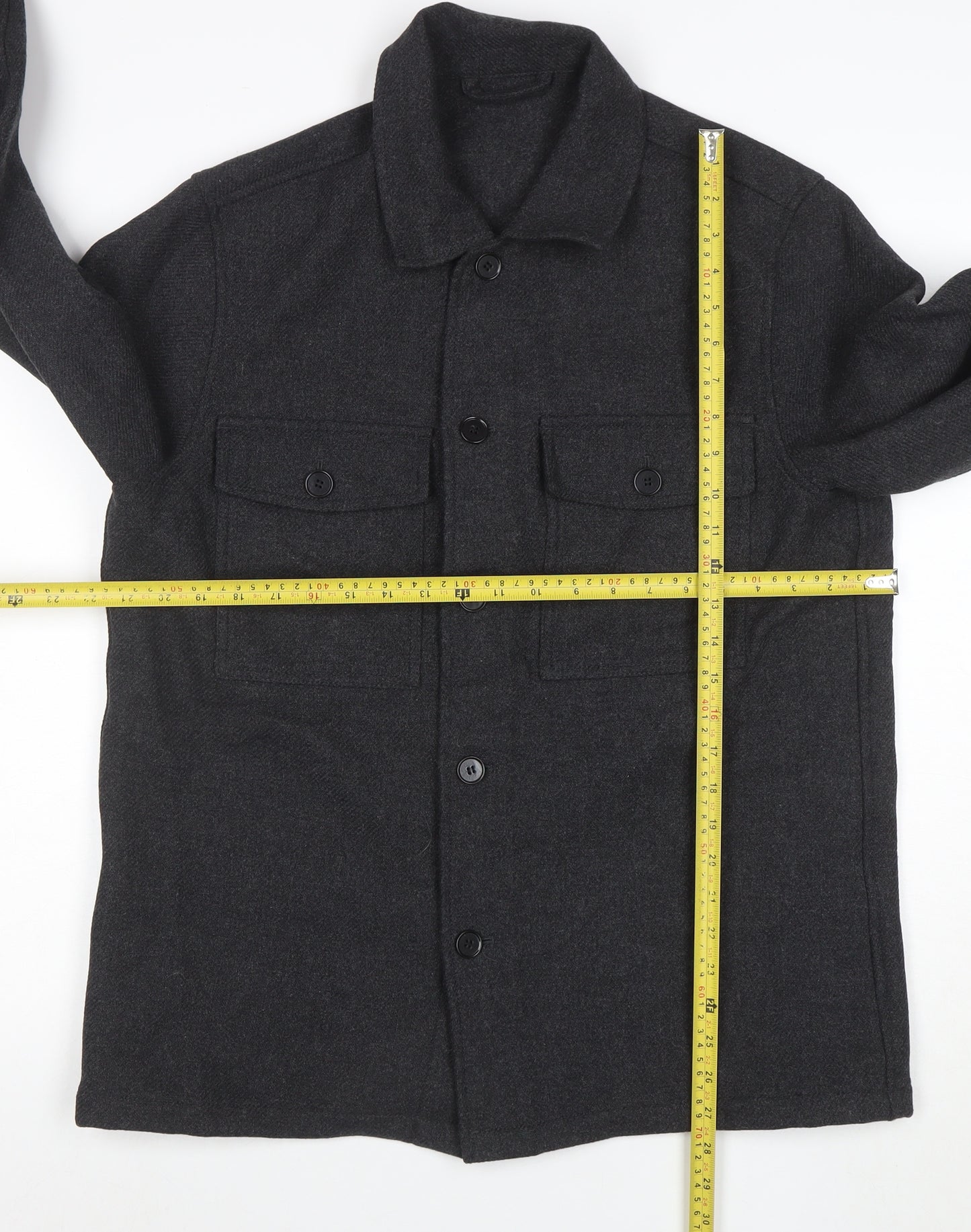 H&M Men Grey Wool Blend Button Shirt Jacket Size M