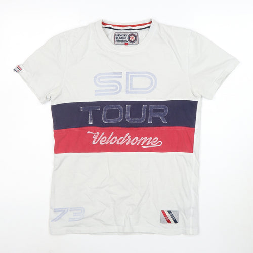 Superdry Men's White Colourblock Velodrome T-Shirt Size S