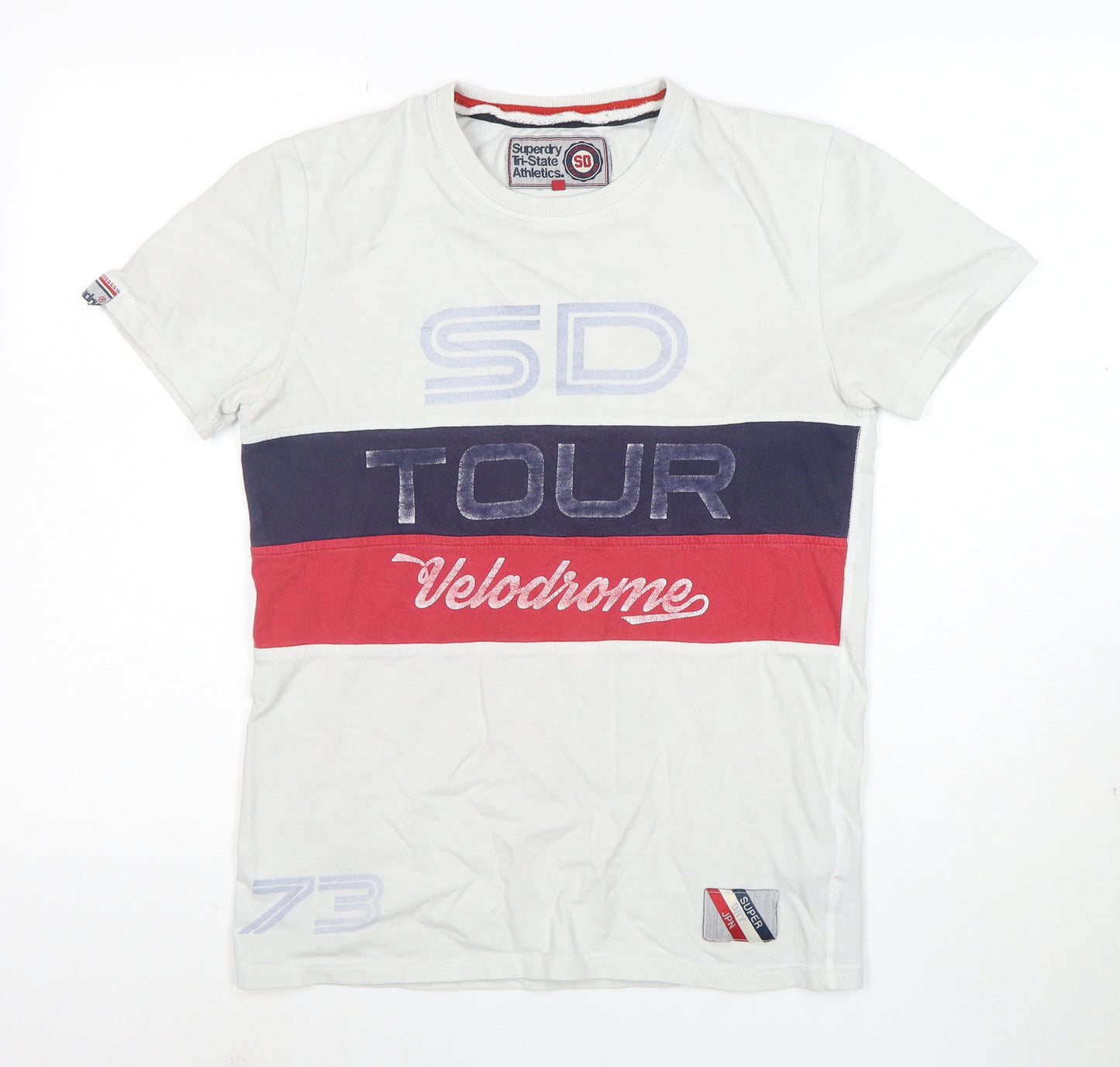 Superdry Men's White Colourblock Velodrome T-Shirt Size S