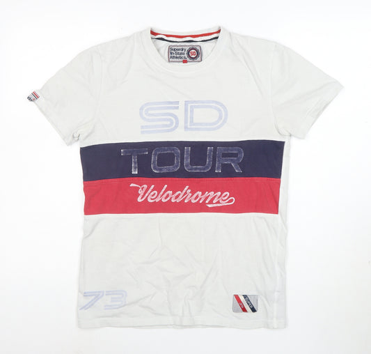 Superdry Men's White Colourblock Velodrome T-Shirt Size S