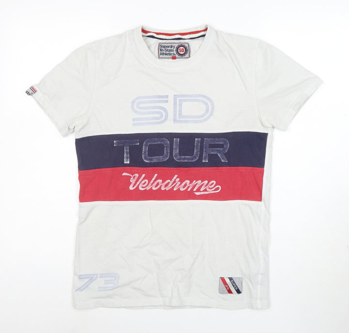 Superdry Men's White Colourblock Velodrome T-Shirt Size S