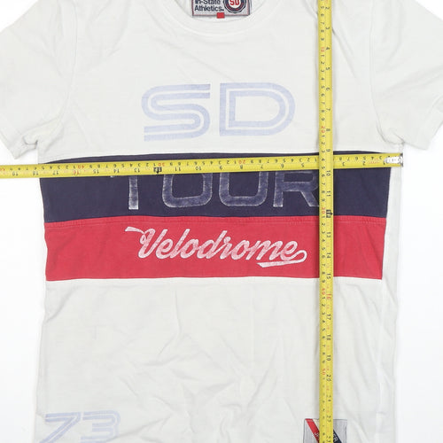 Superdry Men's White Colourblock Velodrome T-Shirt Size S