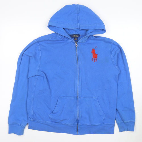 Polo Ralph Lauren Mens Blue Full Zip Hoodie XL Cotton Embroidered