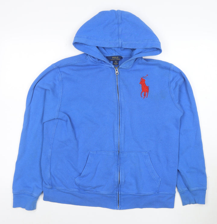 Polo Ralph Lauren Mens Blue Full Zip Hoodie XL Cotton Embroidered