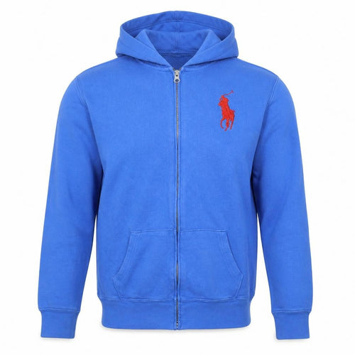 Polo Ralph Lauren Mens Blue Full Zip Hoodie XL Cotton Embroidered