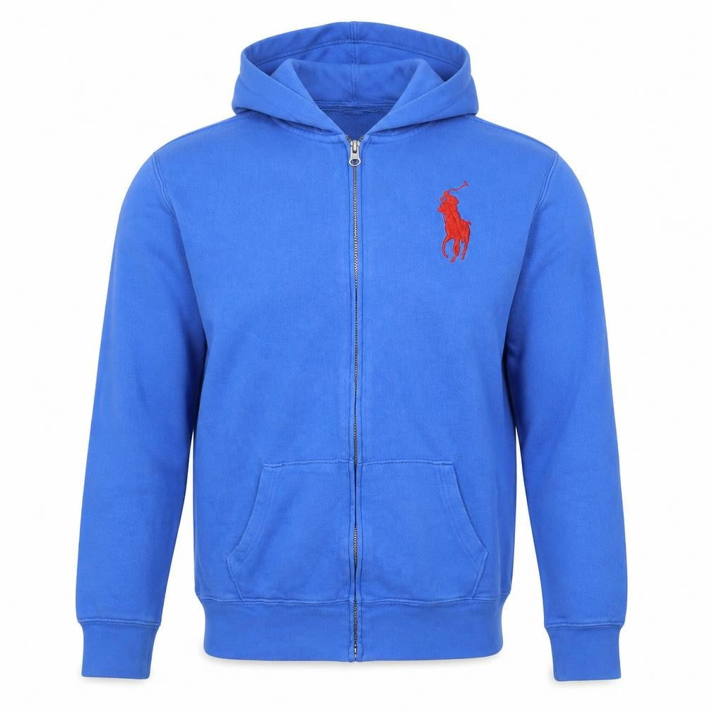 Polo Ralph Lauren Mens Blue Full Zip Hoodie XL Cotton Embroidered