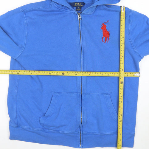 Polo Ralph Lauren Mens Blue Full Zip Hoodie XL Cotton Embroidered