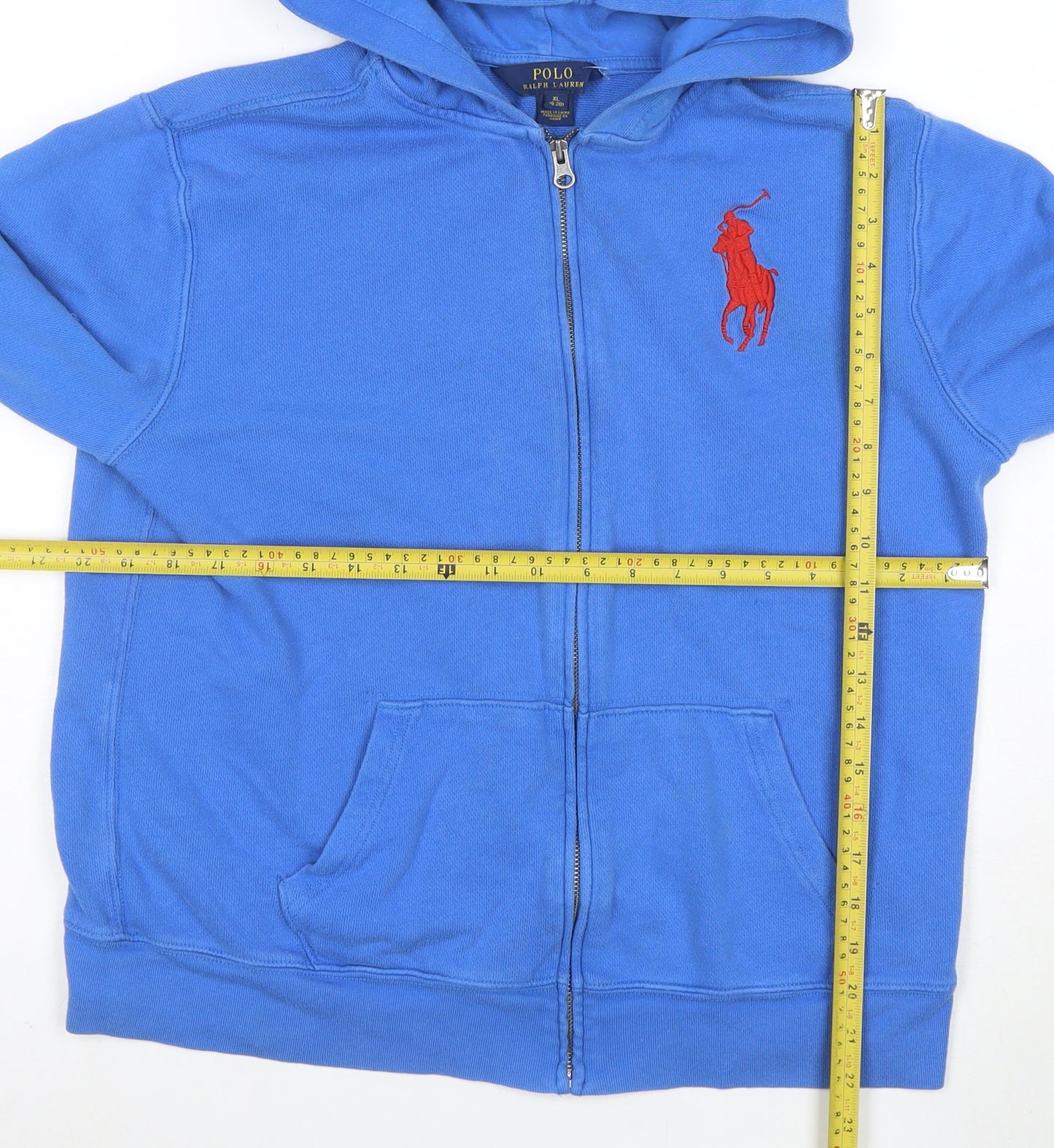 Polo Ralph Lauren Mens Blue Full Zip Hoodie XL Cotton Embroidered