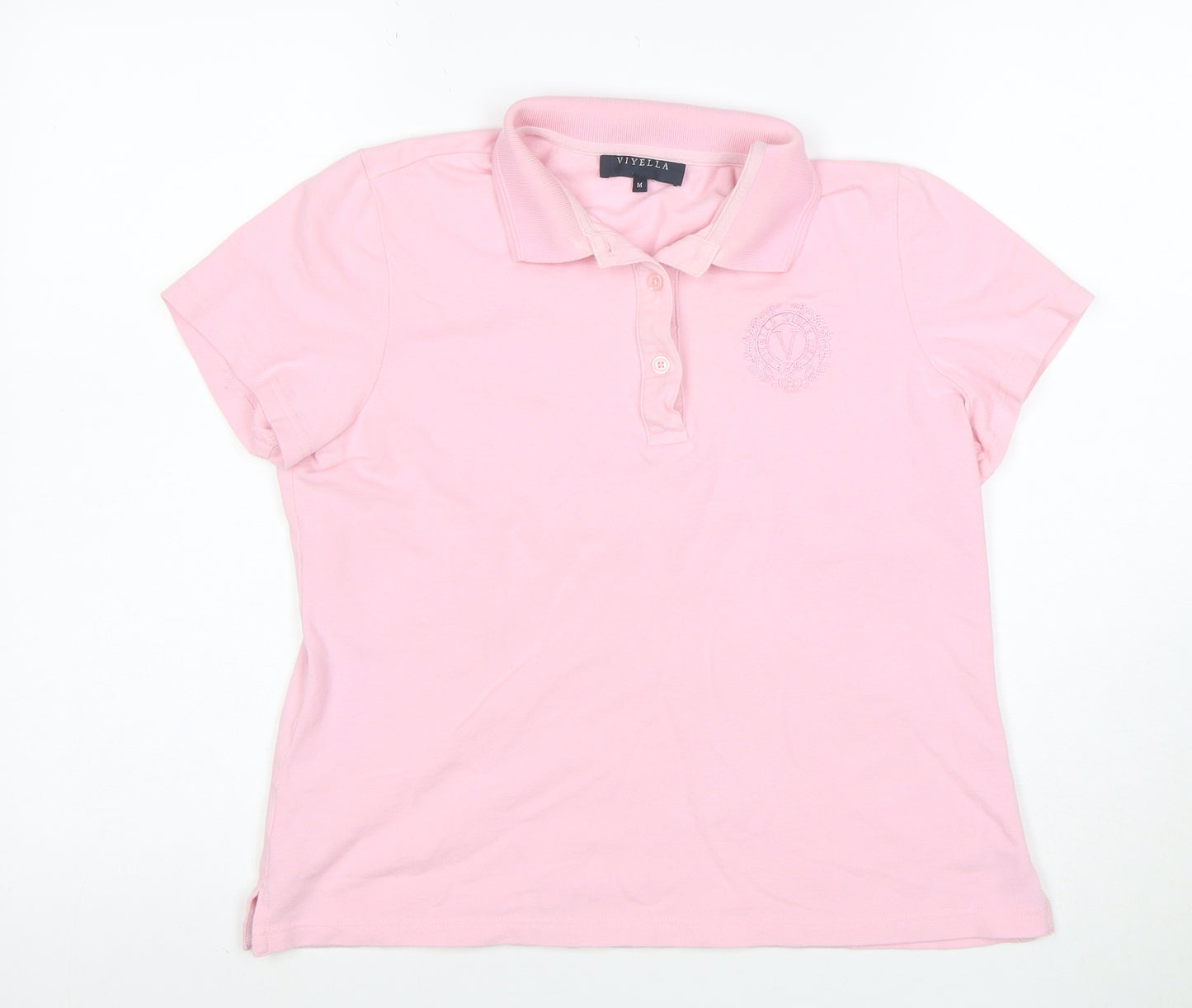 Viyella Women’s Pink Cotton Polo Shirt M Short Sleeve Classic Fit