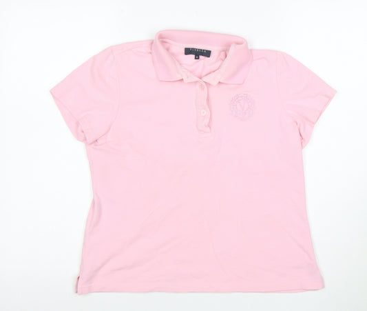 Viyella Women’s Pink Cotton Polo Shirt M Short Sleeve Classic Fit