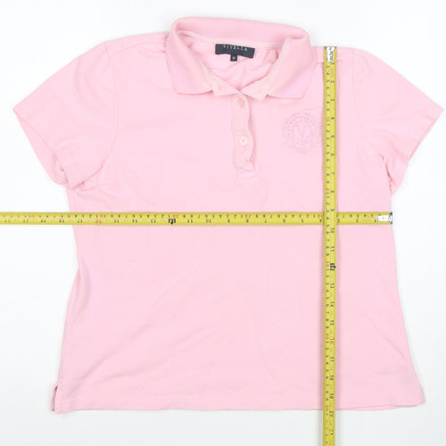 Viyella Women’s Pink Cotton Polo Shirt M Short Sleeve Classic Fit