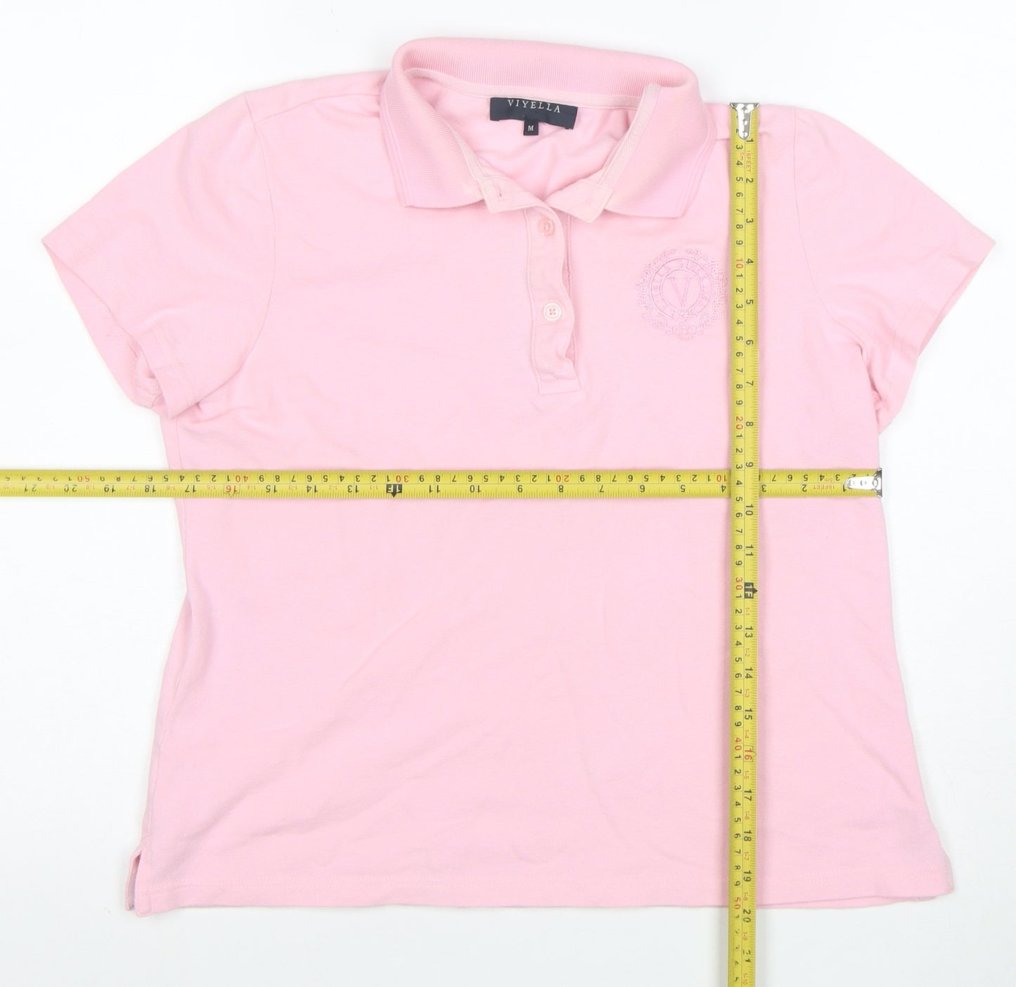 Viyella Women’s Pink Cotton Polo Shirt M Short Sleeve Classic Fit