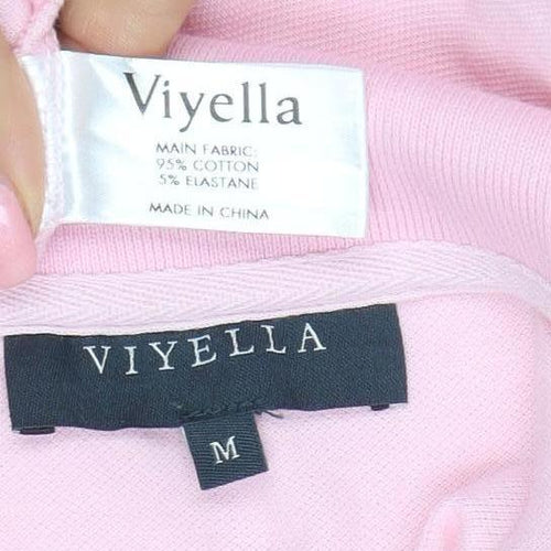 Viyella Women’s Pink Cotton Polo Shirt M Short Sleeve Classic Fit