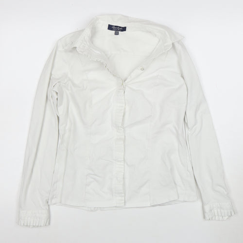 Bariloche Women's White Ruffle Button-Up Shirt Size 14