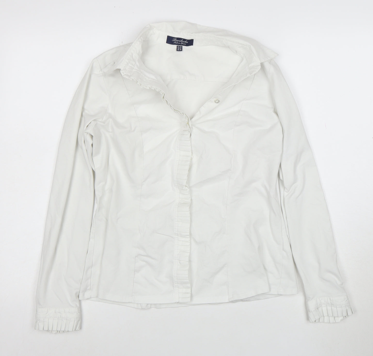 Bariloche Women's White Ruffle Button-Up Shirt Size 14