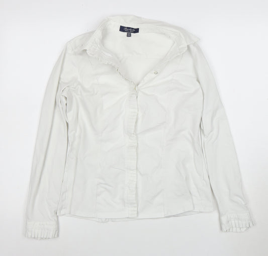 Bariloche Women's White Ruffle Button-Up Shirt Size 14