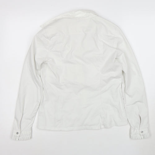 Bariloche Women's White Ruffle Button-Up Shirt Size 14