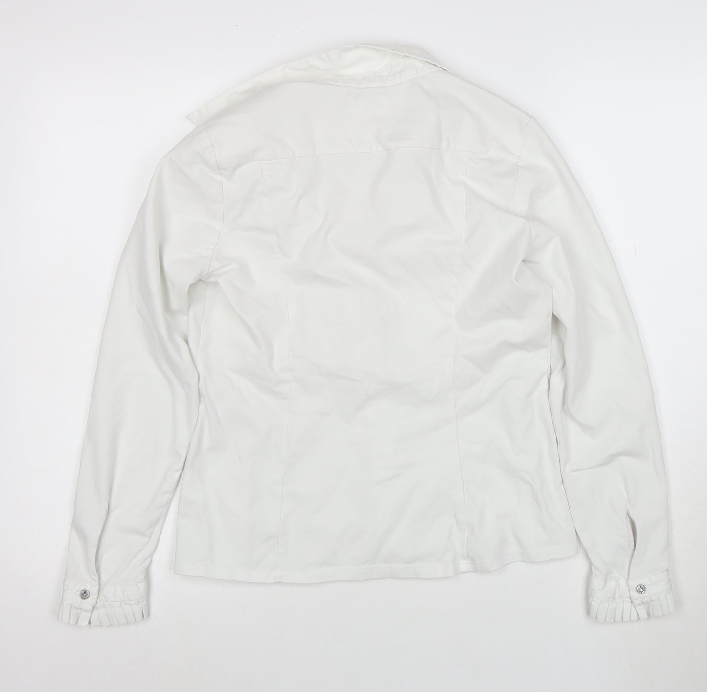 Bariloche Women's White Ruffle Button-Up Shirt Size 14